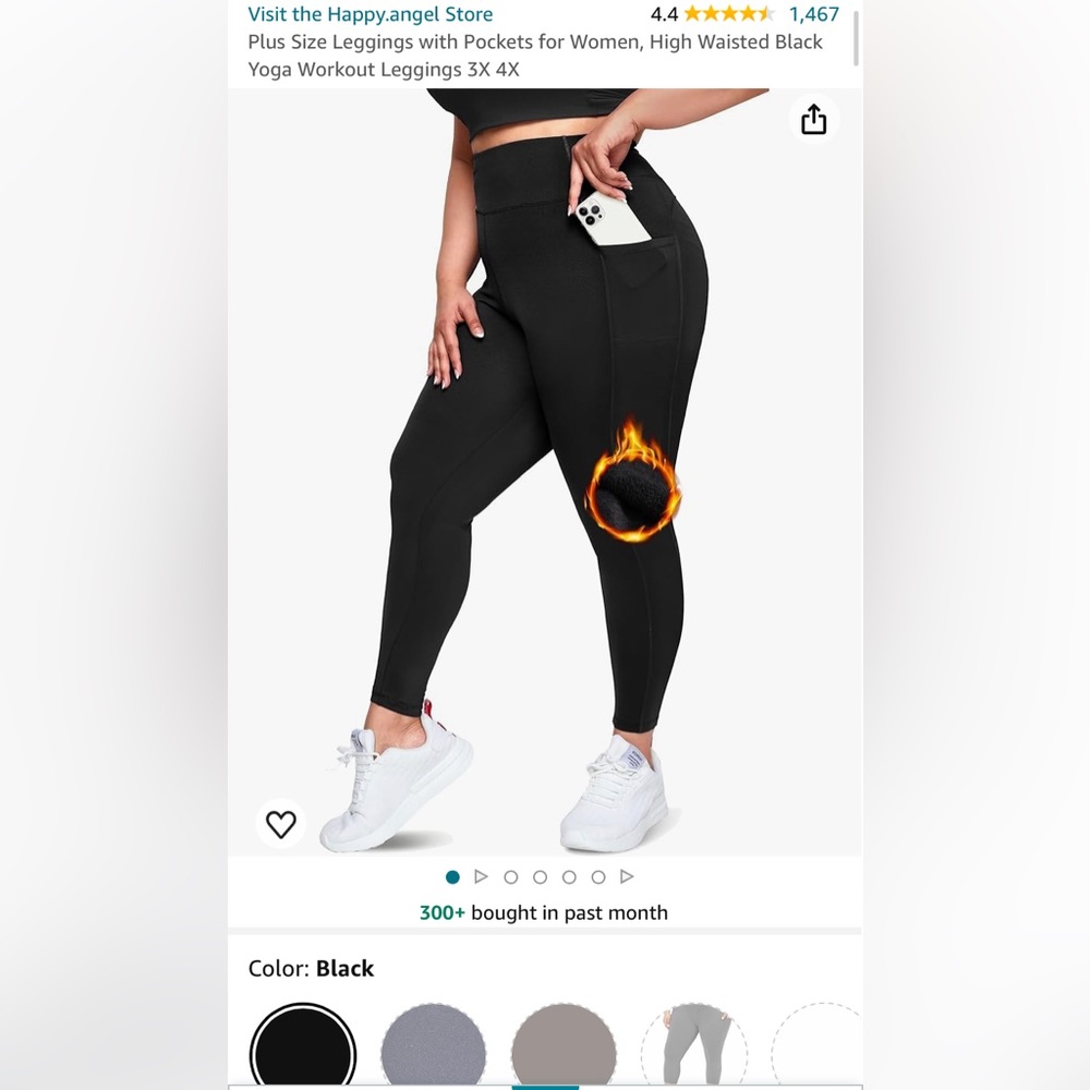Plus Size Leggings with Pockets for Women, High Waisted Black Yoga Workout XXL